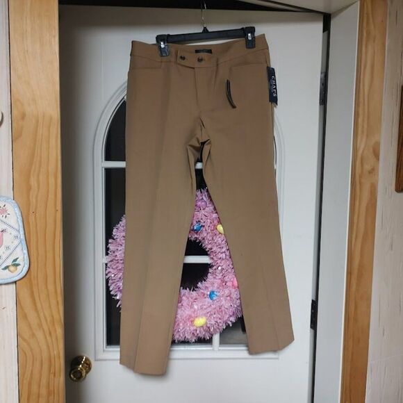 New Chaps Dark Beige Slimming Fit Khakis Size Women's `12 Petite - Picture 1 of 3